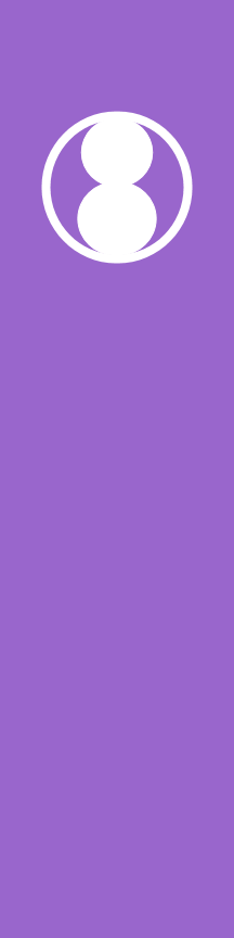 [lilac field, in white a solid symbol with a circle around it]